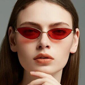 Sunglasses Red Y2K Cat Eye Vamp Rave Goth Punk Sun Shades Trendy Vacation Beach